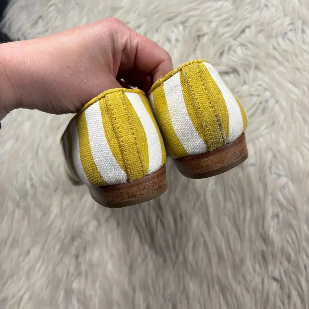 Coach Women's 8.5 Utopia Lobster Loafers Woven Yellow White Stripe Embroidered - Picture 5 of 9